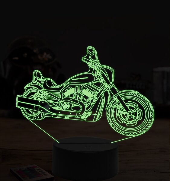 Beling 3D lampa, harley davidson night road, 7 farebná ZZ40