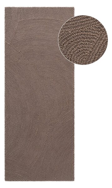 Taupe ručne tkaný vlnený behúň 80x200 cm Calmio – Hanse Home