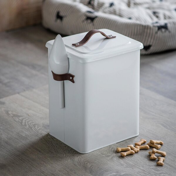 Plechová dóza na granule Medium Leather Handle 7 l