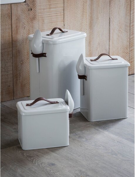 Plechová dóza na granule Medium Leather Handle 7 l