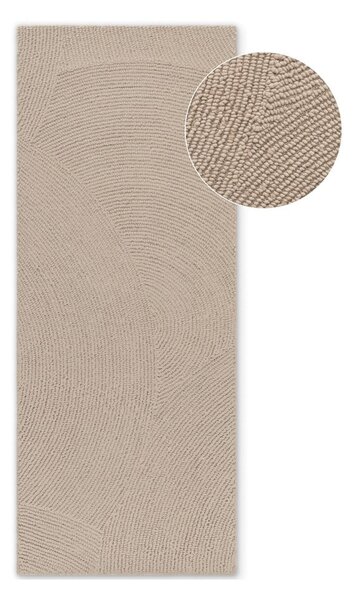 Béžový ručne tkaný vlnený behúň 80x200 cm Calmio – Hanse Home