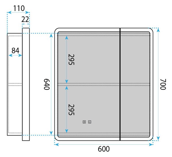 Zrkadlová skrinka s LED osvetlením M1011-60 60x70