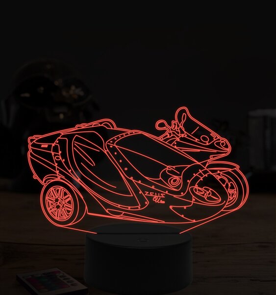 Beling 3D lampa,Zeus motorka zo sajdkárou, 7 farebná ZZ70