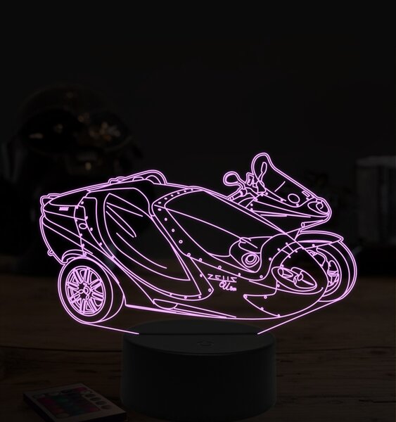 Beling 3D lampa,Zeus motorka zo sajdkárou, 7 farebná ZZ70