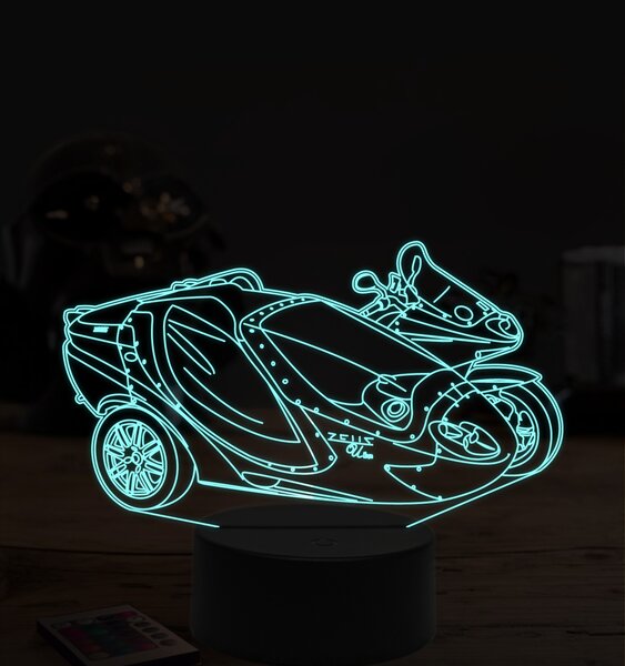 Beling 3D lampa,Zeus motorka zo sajdkárou, 7 farebná ZZ70