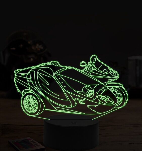 Beling 3D lampa,Zeus motorka zo sajdkárou, 7 farebná ZZ70