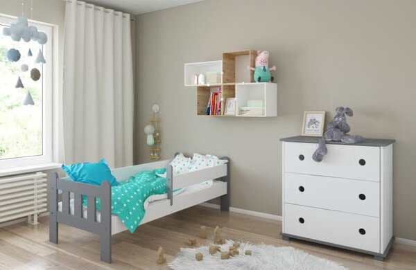 Raj posteli Detská posteľ Stano PW 200x90 cm 200x90 cm biela, sivo-biela