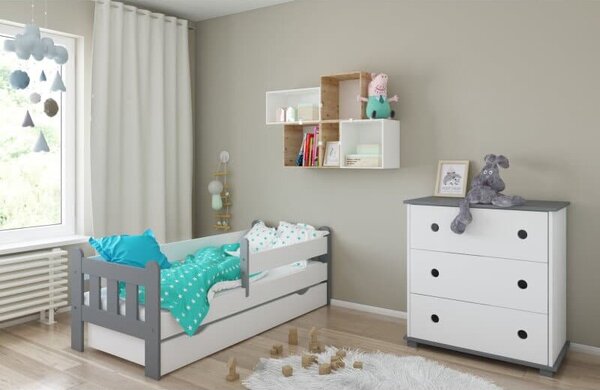 Raj posteli Detská posteľ Stano PW 200x90 cm 200x90 cm biela, sivo-biela