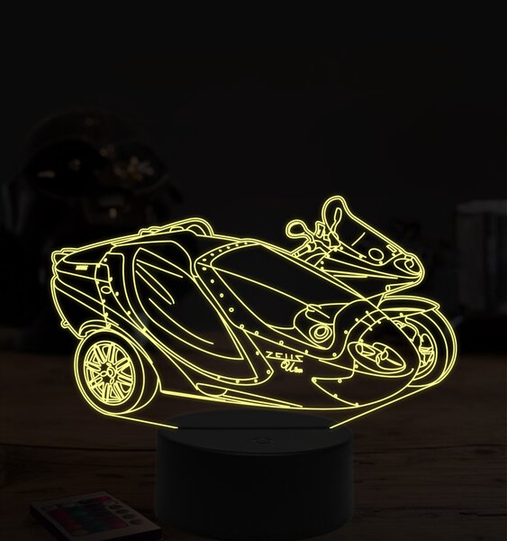 Beling 3D lampa,Zeus motorka zo sajdkárou, 7 farebná ZZ70