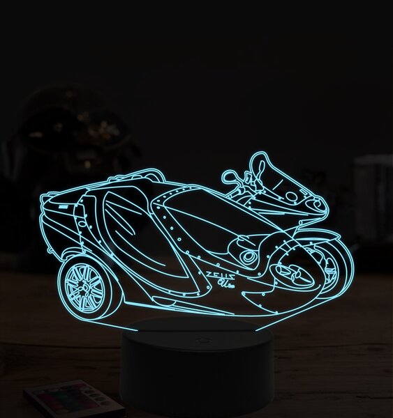 Beling 3D lampa,Zeus motorka zo sajdkárou, 7 farebná ZZ70