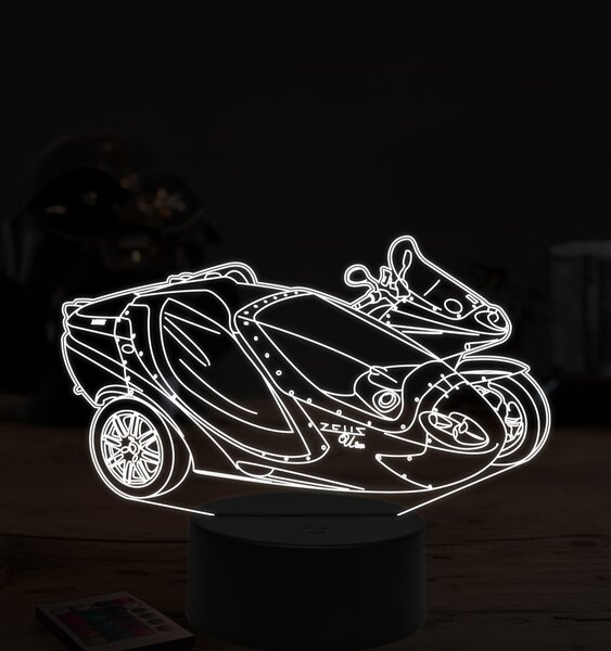 Beling 3D lampa,Zeus motorka zo sajdkárou, 7 farebná ZZ70