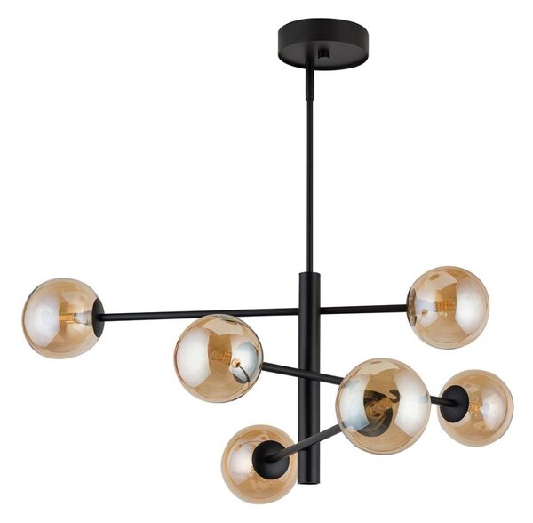 Luster na tyči ORO 6xG9/12W/230V čierna/zlatá