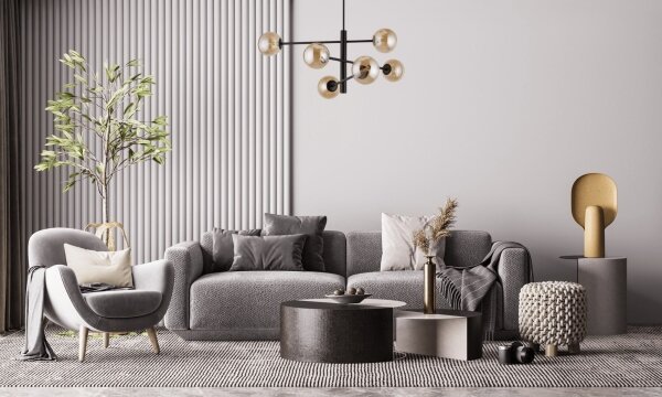 Luster na tyči ORO 6xG9/12W/230V čierna/zlatá