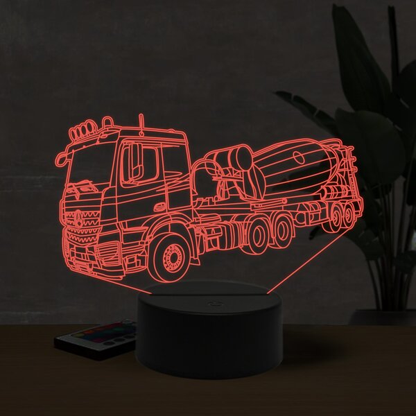 Beling 3D lampa, Mercedes Beton mixer ,16 farebná O24