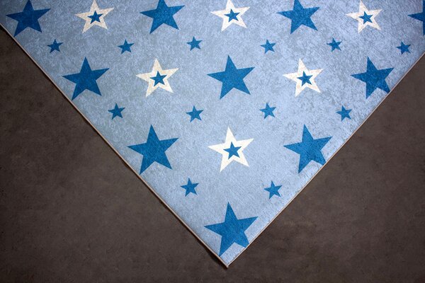 BE Koberec Porte 8461 BLUE – modrý obdĺžnikový, hviezdičky Rozmer: 50x80 cm