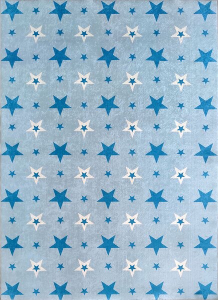 BE Koberec Porte 8461 BLUE – modrý obdĺžnikový, hviezdičky Rozmer: 50x80 cm