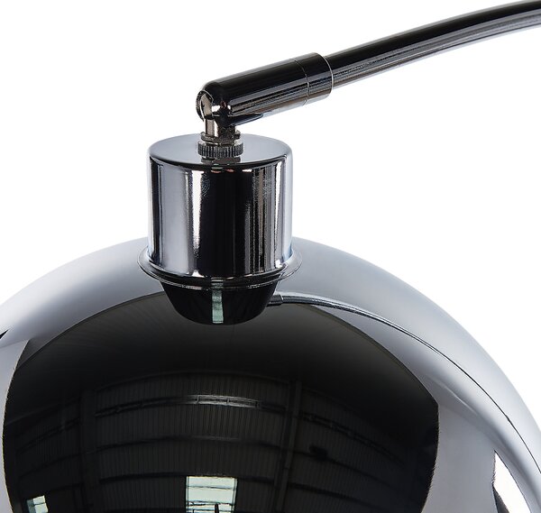 Stojaca lampa strieborná kov 210 cm okrúhle kupolové tienidlo nastaviteľné mramorový podstavec moderný štýl obývačka