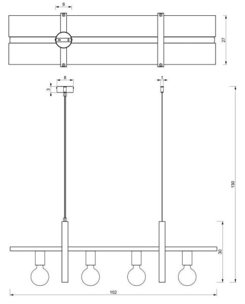 Luster na lanku SHELF 4xE27/60W/230V