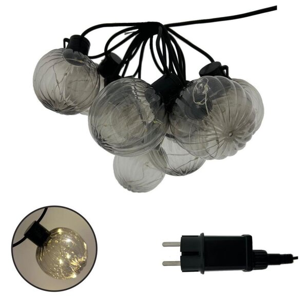 LED vonkajší dekoratívny reťazec 10xLED/0,15W/230V 6,8 m IP44 čierna/dymová