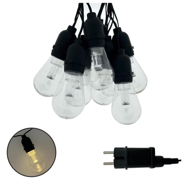 LED vonkajšia dekoratívna svetelná reťaz 10xLED/0,15W/230V 3,8 m IP44 čierna