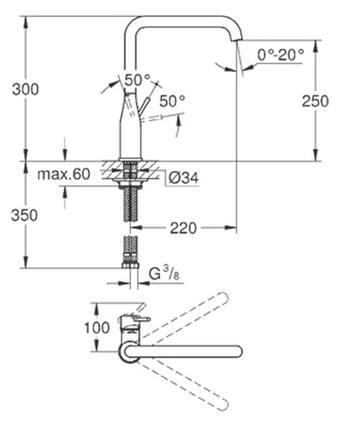 GROHE Essence - Páková drezová batéria, chróm 30269000