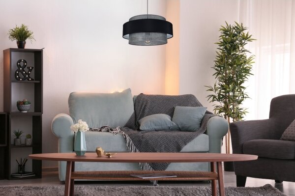 Luster na lanku CORSA 1xE27/60W/230V čierna/šedá