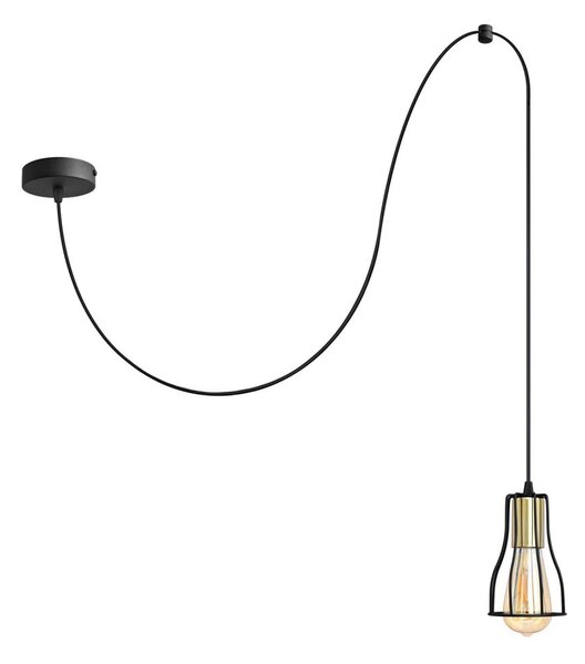 Luster na lanku TUBE 1xE27/15W/230V čierna/zlatá