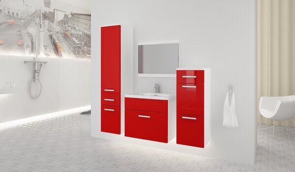 Kúpeľňová zostava LORETTO A - Biely/Červený lesk