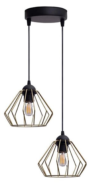 Luster na lanku CEED GOLD 2xE27/60W/230V pr. 28 cm čierna/zlatá