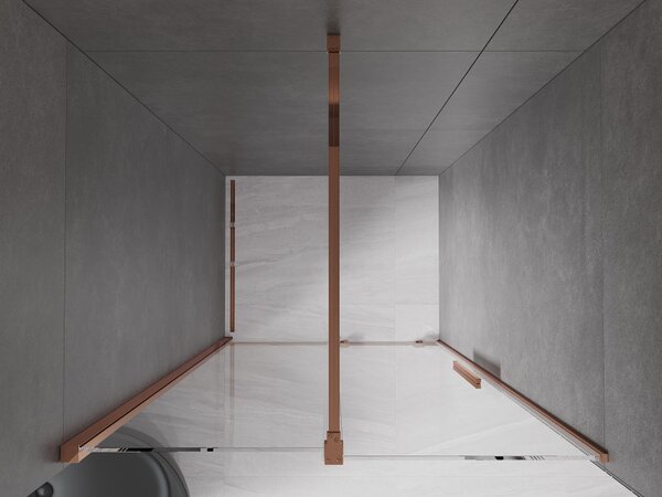 Mexen Velar, posuvné dvere do otvoru 90x200 cm, 8mm číre sklo, ružové zlato, 871-090-000-01-60