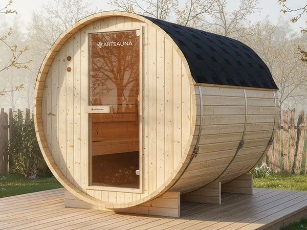 Fínska sudová sauna Ø 190 cm – vonkajšia, z masívu, 220 cm