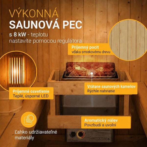 Fínska sudová sauna Ø 190 cm – vonkajšia, z masívu, 220 cm