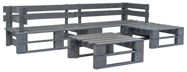 4-dielna záhradná sedacia súprava, palety, drevo, sivá