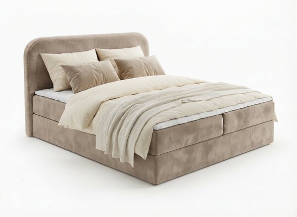 Čalúnená posteľ boxspring FORENA 140x200 cm béžová Matrac: Bonell pružinová matrac