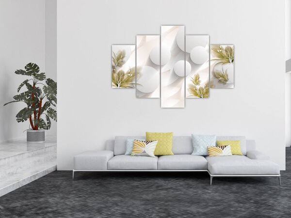 Obraz - 3D kruhy s kvetinami (150x105 cm)