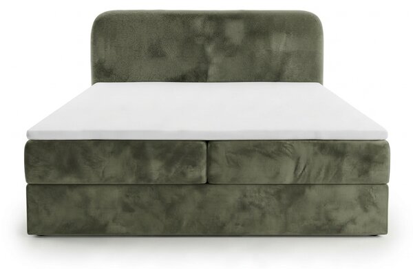 Čalúnená posteľ boxspring FORENA 140x200 cm tmavozelená Matrac: Bonell pružinová matrac