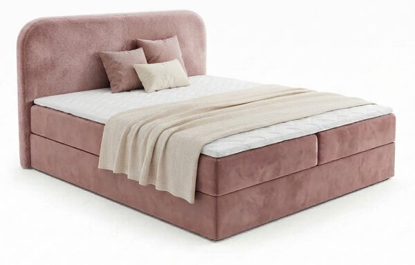 Čalúnená posteľ boxspring FORENA 140x200 cm staroružová Matrac: Bonell pružinová matrac