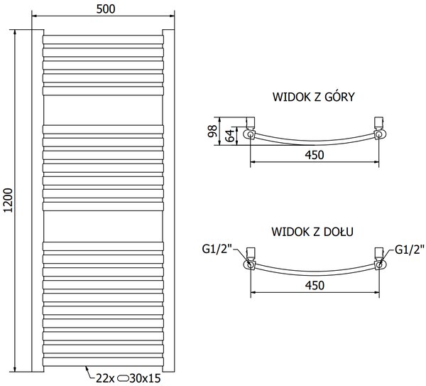 Mexen Helios, elektrické vykurovacie teleso 1200 x 500 mm, 600 W, zlatá lesklá, W103-1200-500-2600-50
