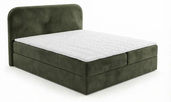 Čalúnená posteľ boxspring FORENA 140x200 cm tmavozelená Matrac: Bonell pružinová matrac
