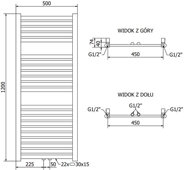 Mexen Hades, elektrické vykurovacie teleso 1200 x 500 mm, 600 W, zlatá lesklá, W104-1200-500-2600-50