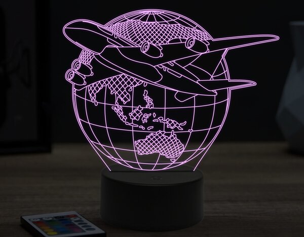 Beling 3D lampa,Planet airplane,16 farebná ULA64