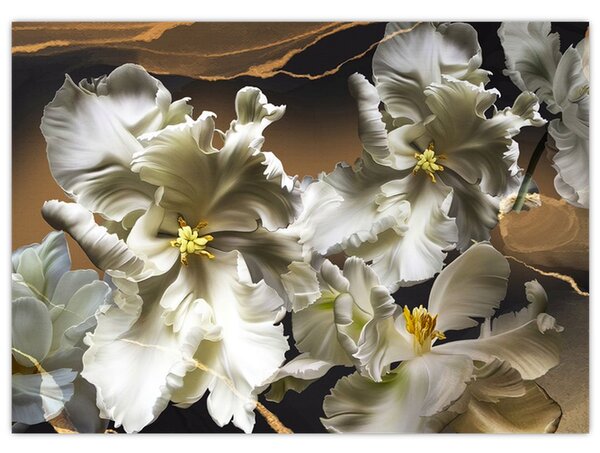 Obraz - Kvety orchideí na mramorovom pozadí (70x50 cm)