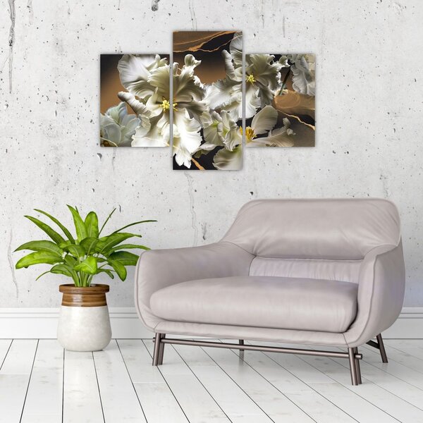 Obraz - Kvety orchideí na mramorovom pozadí (90x60 cm)