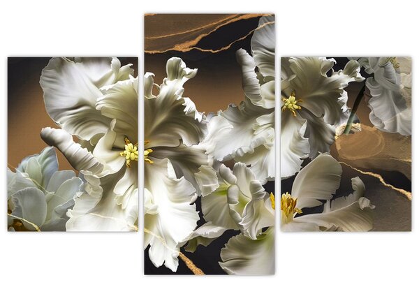 Obraz - Kvety orchideí na mramorovom pozadí (90x60 cm)