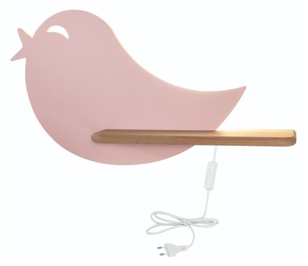 LED Detské nástenné svietidlo s poličkou BIRD LED/5W/230V ružová/drevo