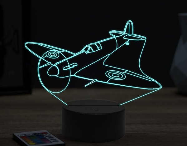 Beling 3D lampa,Supermarine Spitfire,16 farebná ULA71