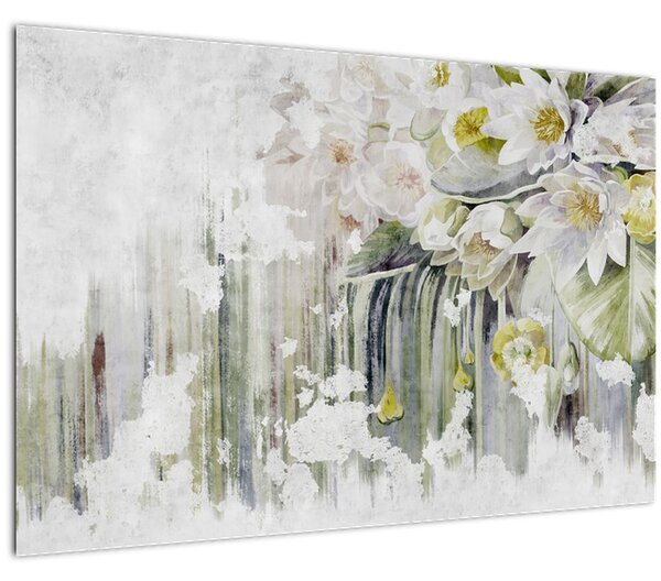 Obraz - Biele kvety, vintage (90x60 cm)