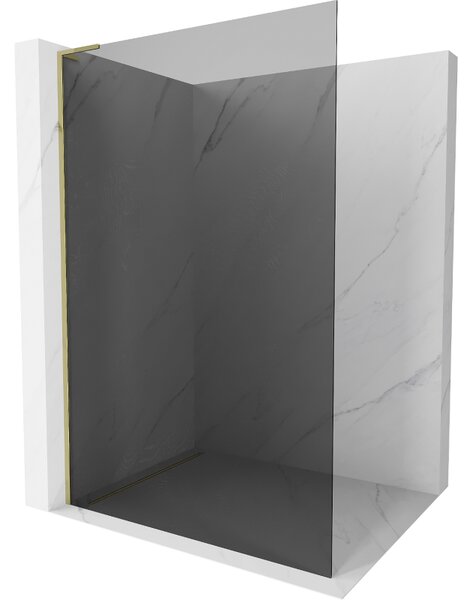 Mexen Kioto L, sprchová zástena Walk-In 110 x 200 cm, 8mm šedé sklo, zlato - 800-110-103-50-40