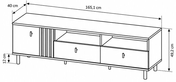 TV STOLÍK DORIAN DUB ARTISAN + ANTRACIT 165 cm