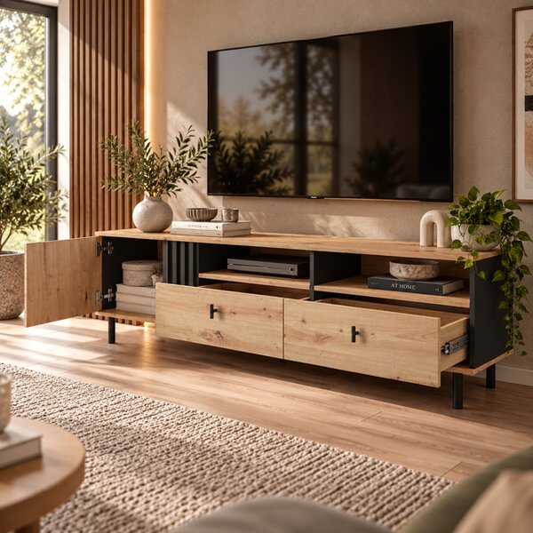 TV STOLÍK DORIAN DUB ARTISAN + ANTRACIT 165 cm